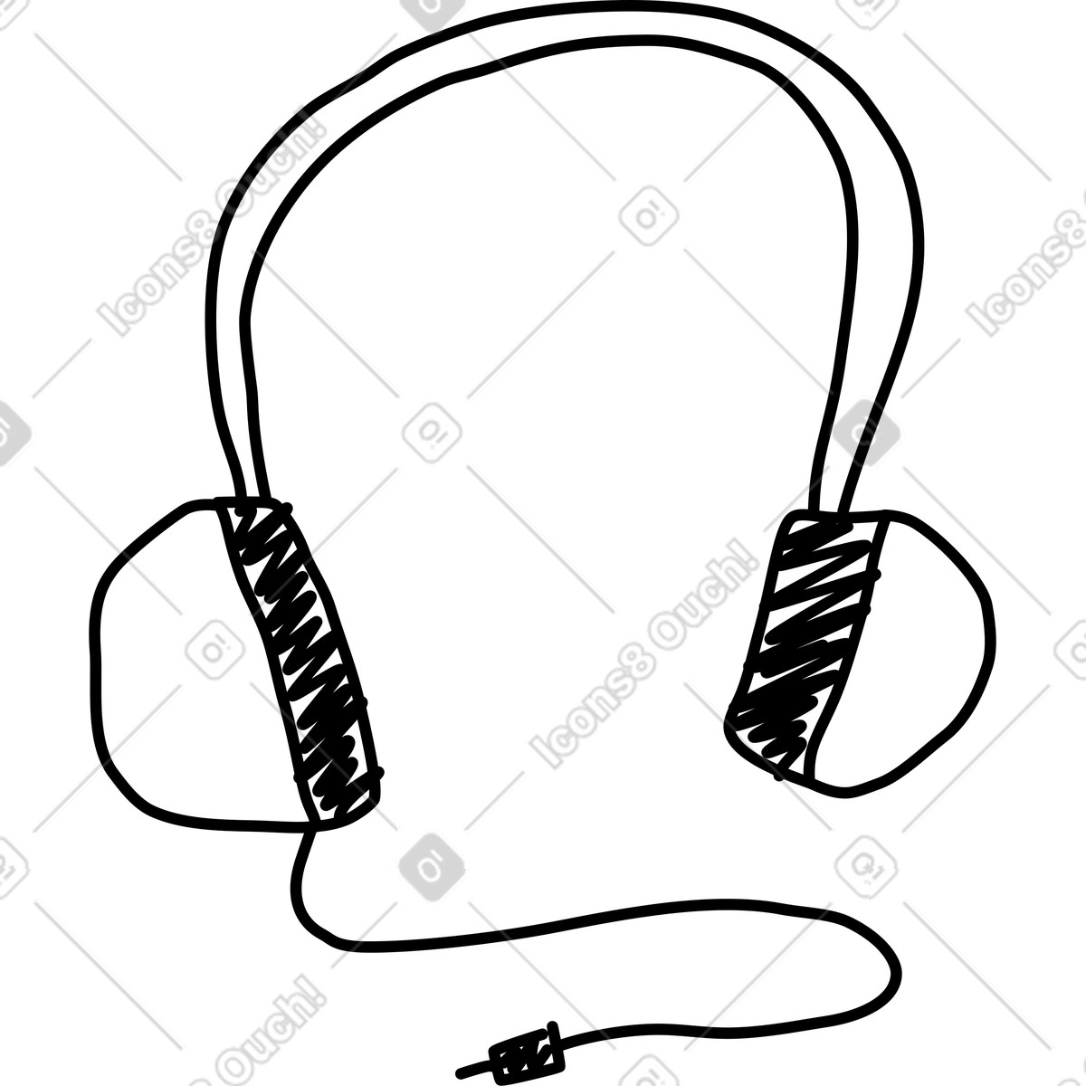 Ilustración Headphones sketch with cable and audio jack hand drawn style en estilo Rondy Stickers a descargar en PNG y SVG