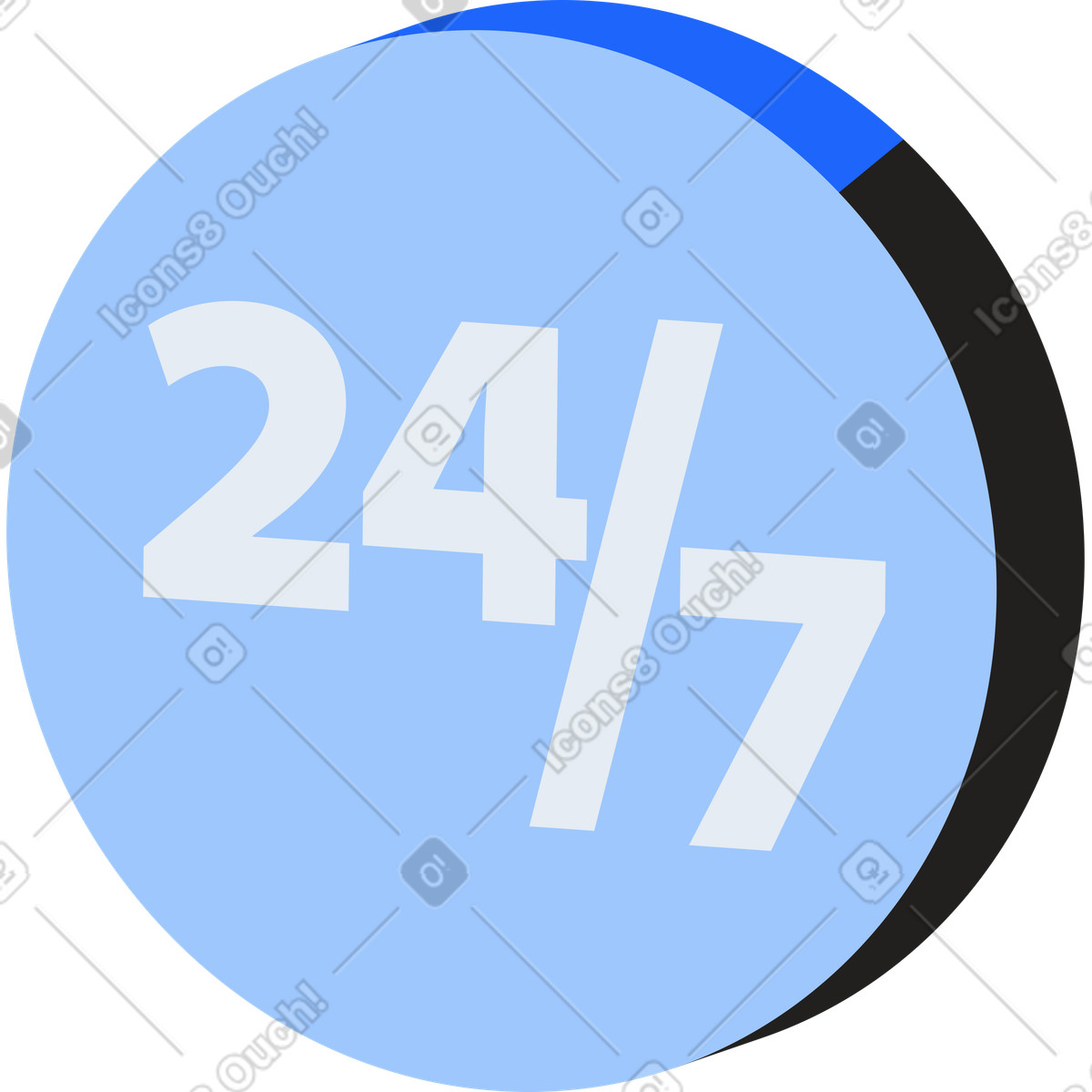 下载 Editorial 风格的 Round icon with a 24 by 7 sign 插画，支持 PNG、SVG 格式
