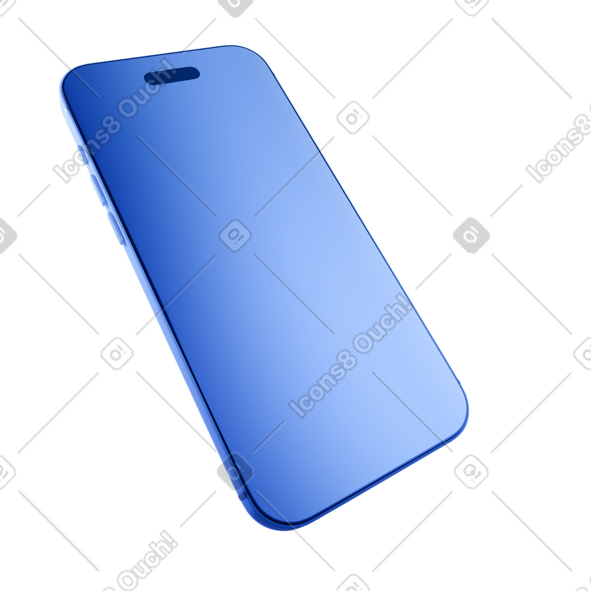 Blue smartphone d icon illustrazione in stile 3D Blueprint scarica in PNG, SVG