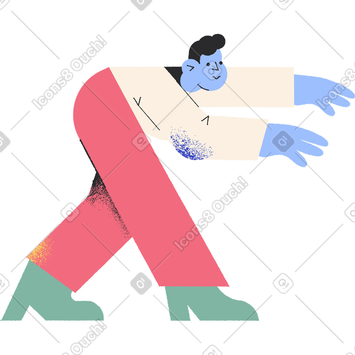 Ilustración Hombre estirando las manos en estilo Pablo a descargar en PNG y SVG