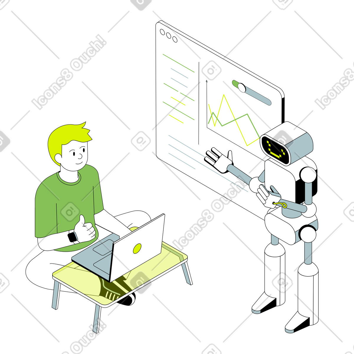Educational robotics in classroom illustration for education technology clipart images in PNG