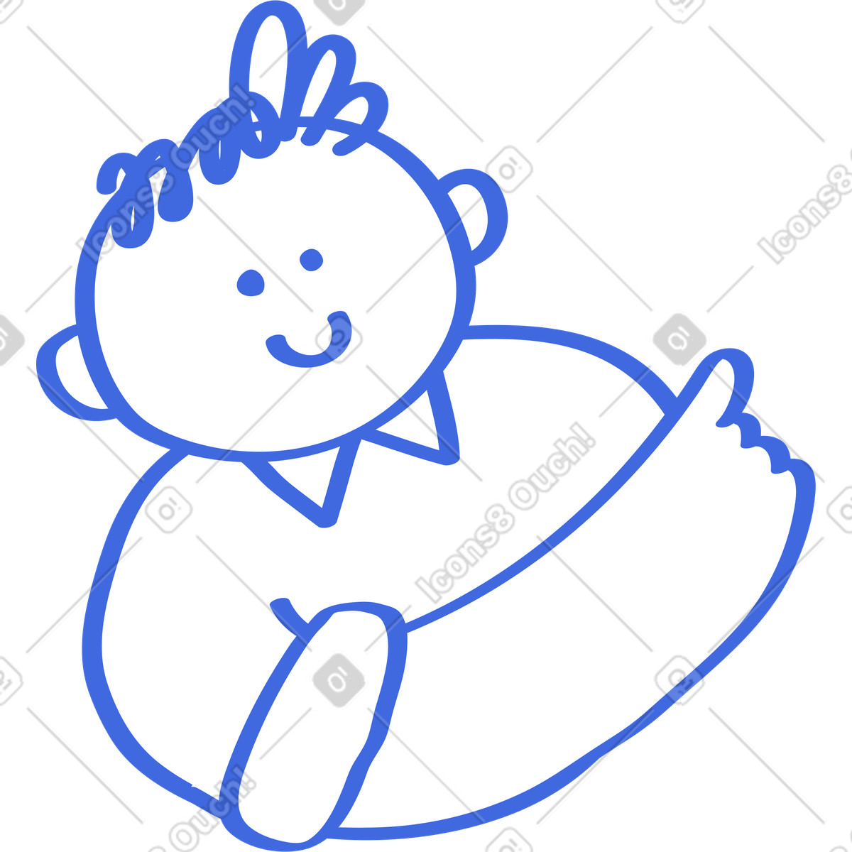 Ilustración Character smiling with raised thumb hand gesture and simple outline en estilo Ballpoint Pen a descargar en PNG y SVG