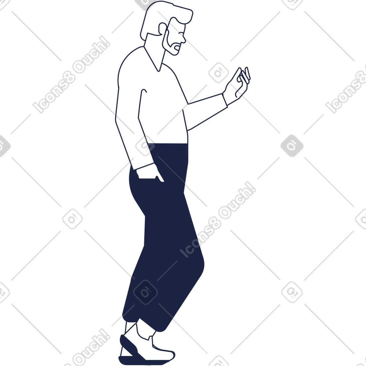 Adult man illustration in Urban Line style download in PNG, SVG