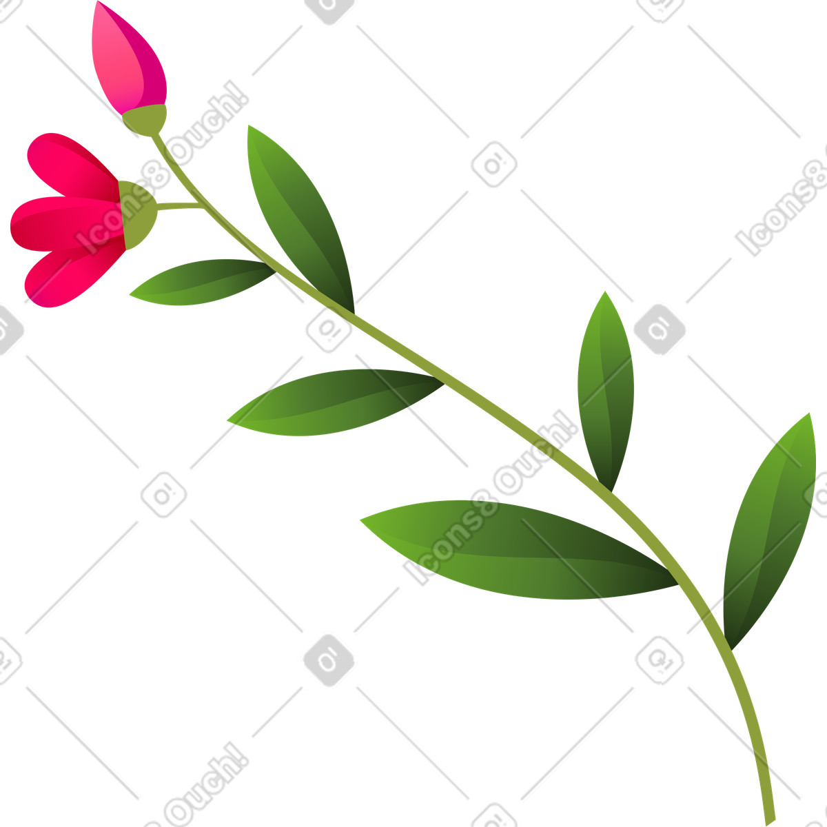 Illustration Brindille avec des fleurs roses dans le style Blossom à télécharger aux formats PNG, SVG