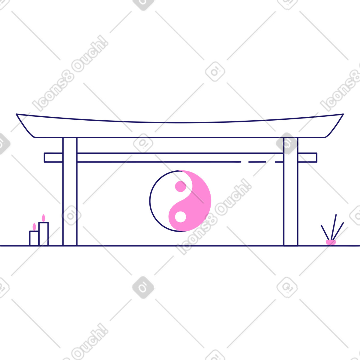 Ilustración Sala de artes marciales en estilo Matey a descargar en PNG y SVG