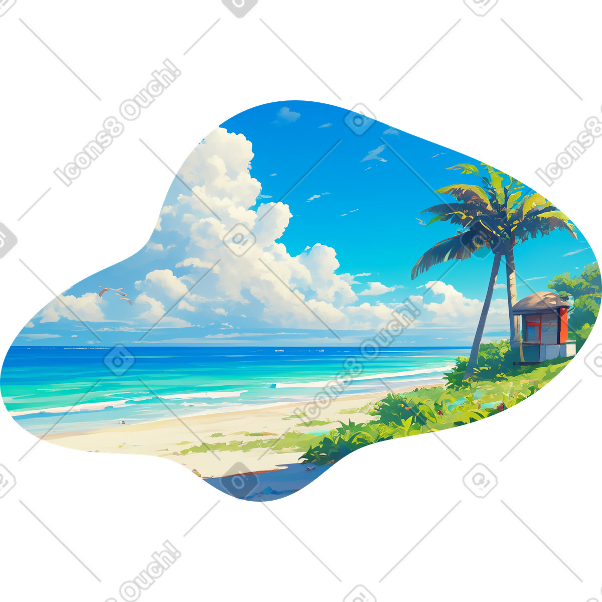 Ocean background illustration in PNG, SVG