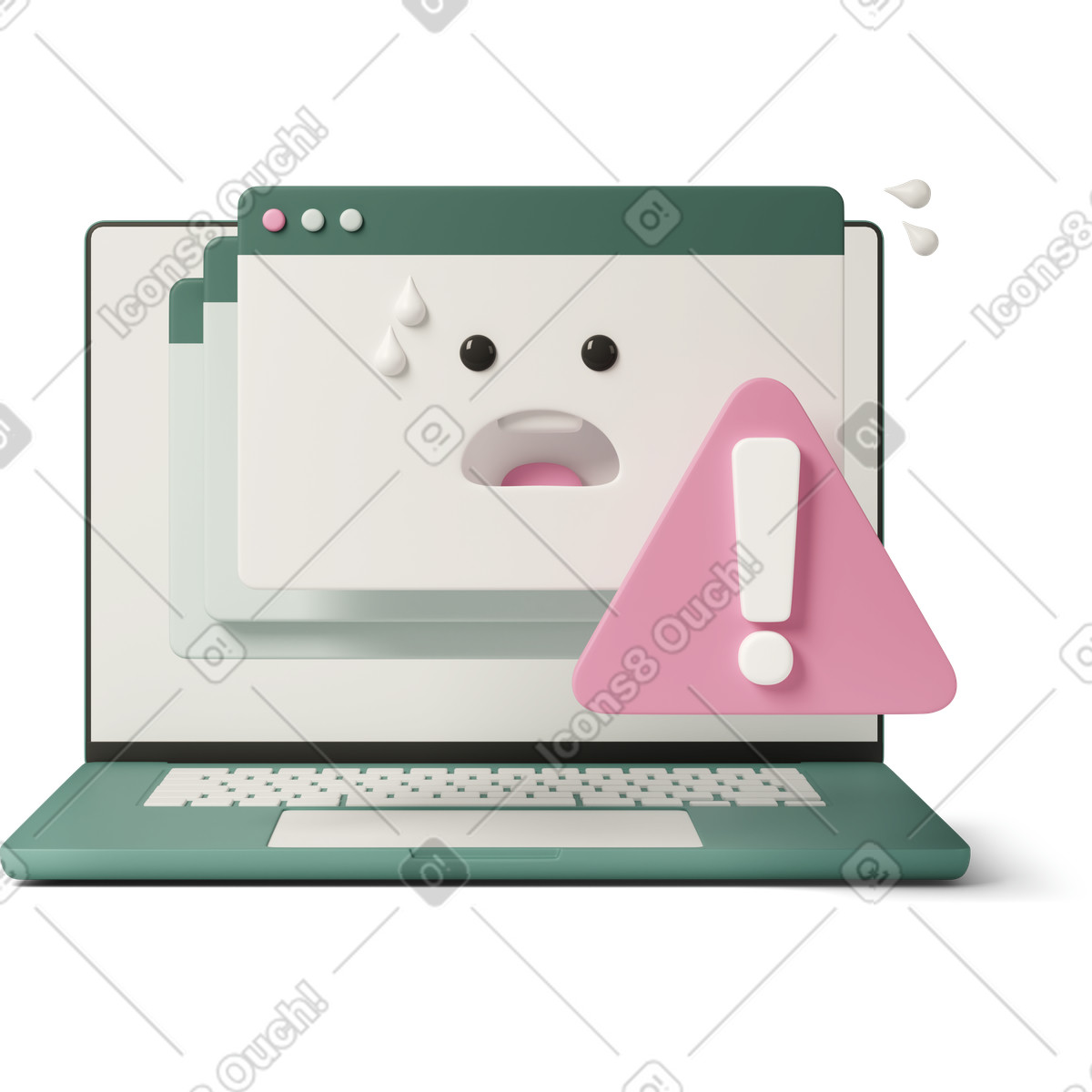 Laptop with system error sign illustration something went wrong clipart SVG GIF
