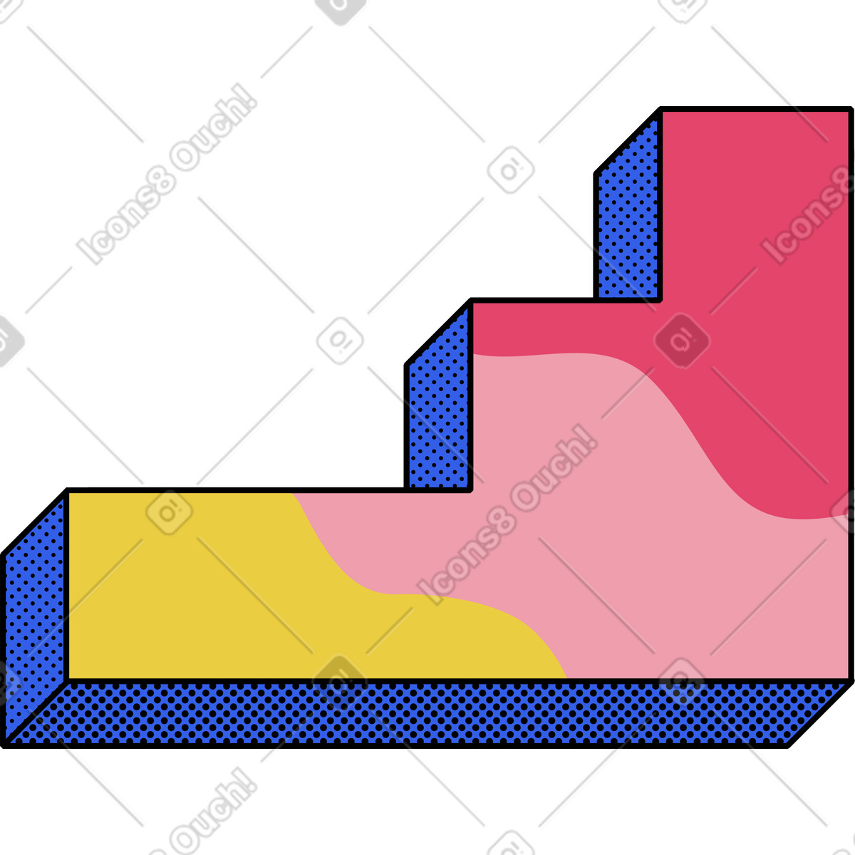 Scala multicolore illustrazione in stile Memphis scarica in PNG, SVG