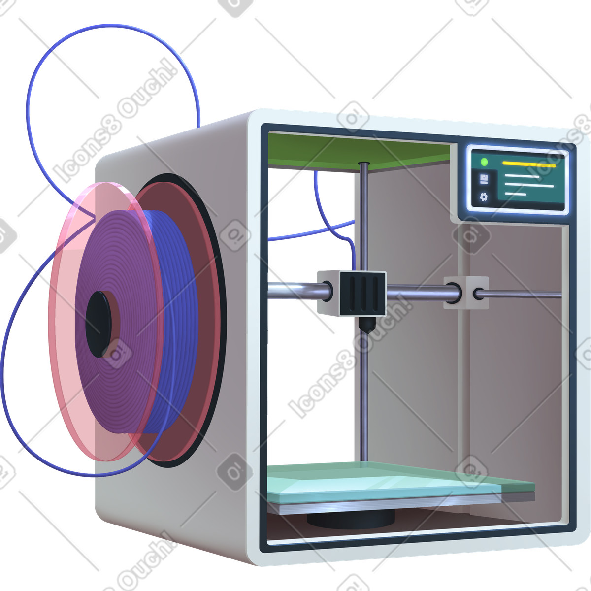 Ilustración Impresora tridimensional en estilo Props a descargar en PNG y SVG