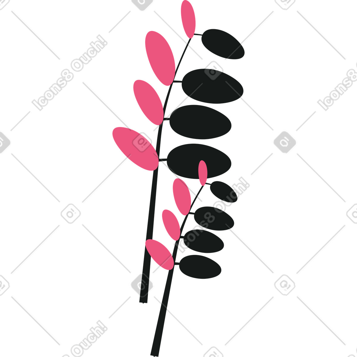 Two branches with leaves illustration in Lounge style download in PNG, SVG