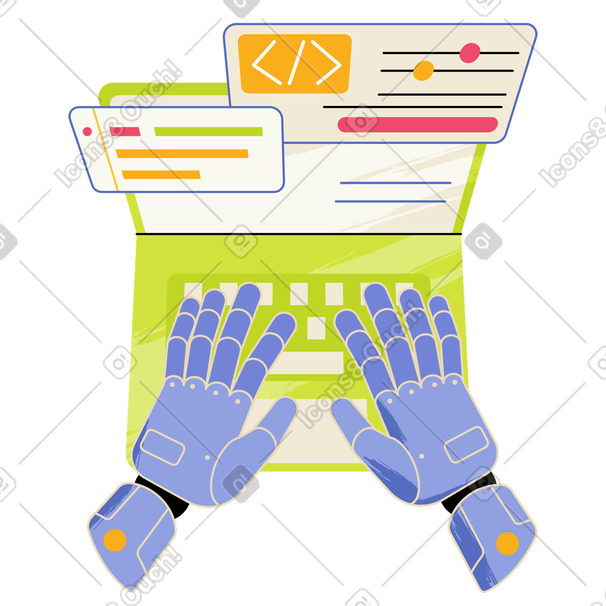 Juicy スタイルの Aiコーディング・プログラミング のイラストをPNG、SVG形式でダウンロード