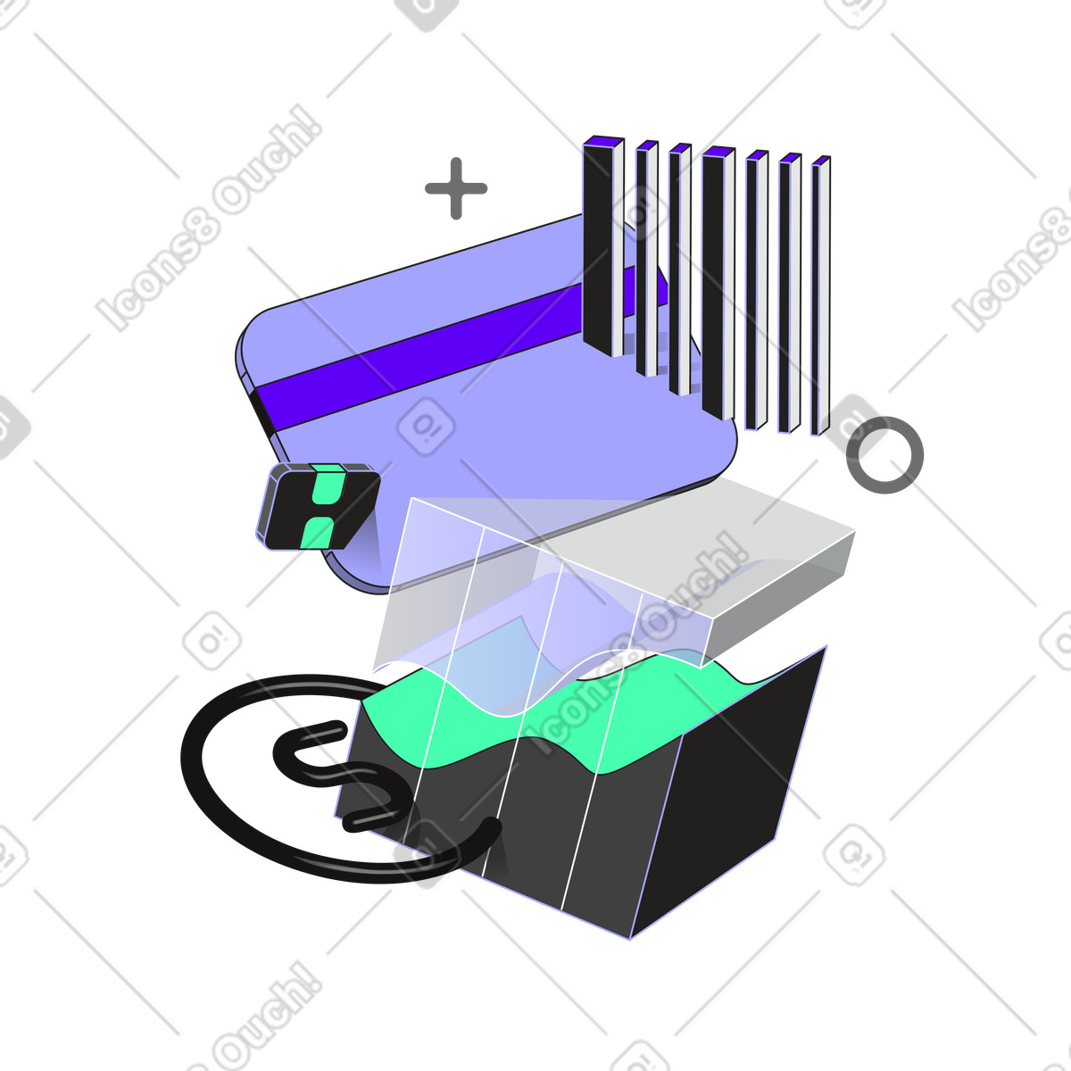 Bankkartenstatistik und finanzmanagement-Illustration im Incut-Stil als Download in PNG, SVG
