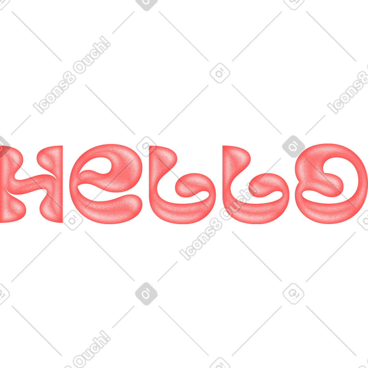 Ilustração de Letras olá com texto efeito em relevo no estilo Lettering para baixar PNG, SVG