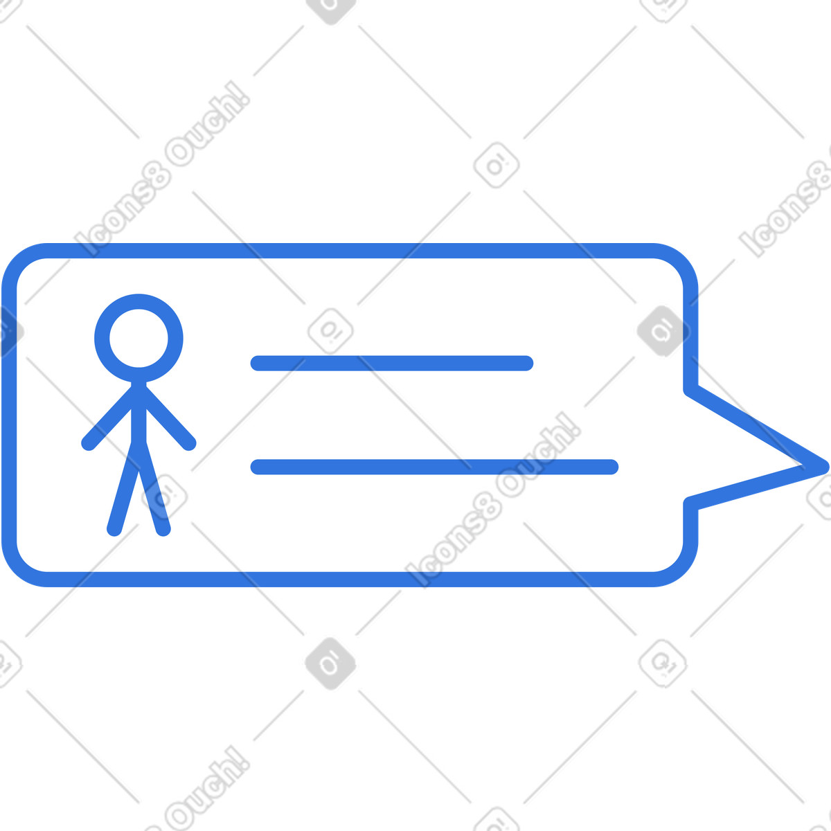 Speech bubble with human icon and text illustration in Sky style download in PNG, SVG
