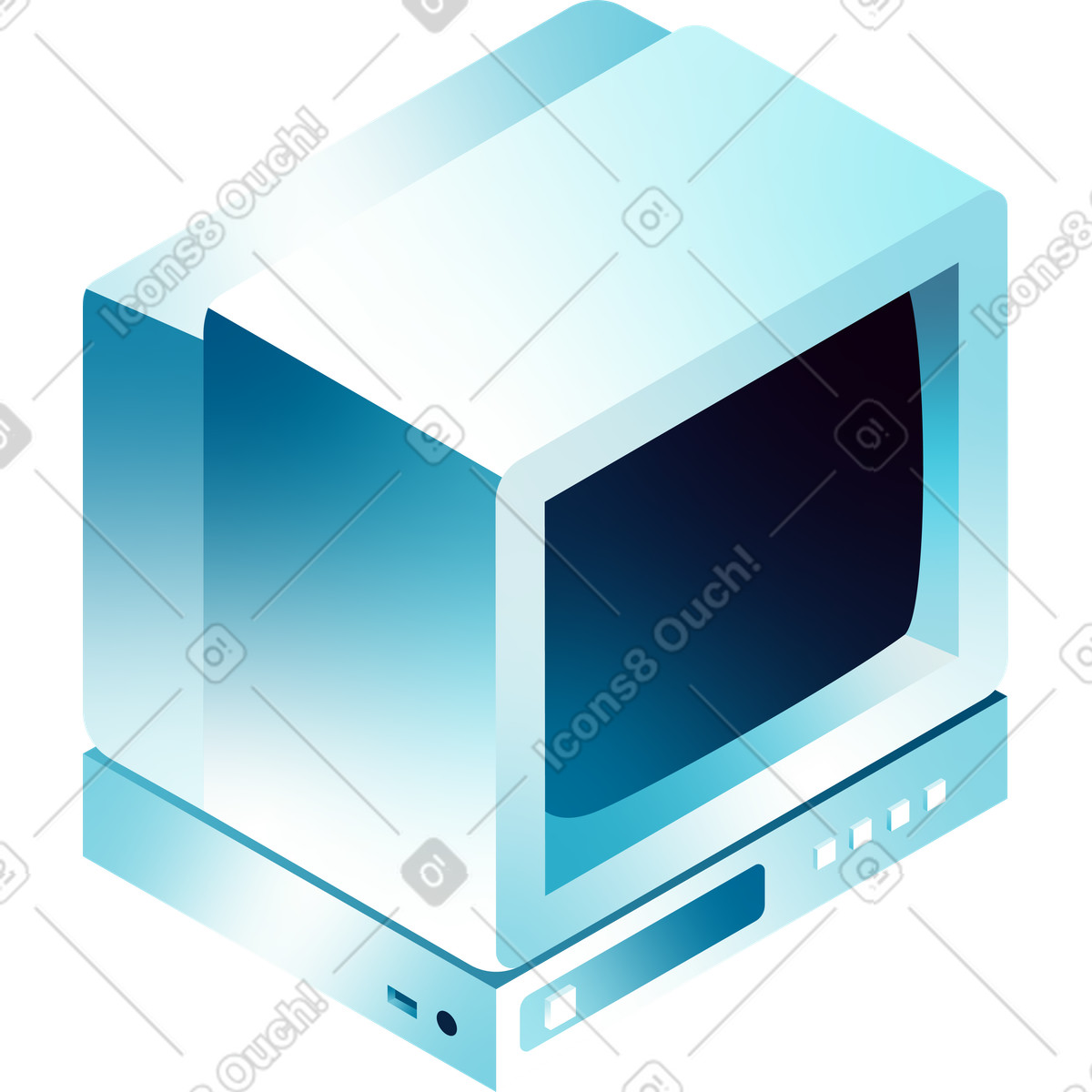 Retro monitor-Illustration im Glare-Stil als Download in PNG, SVG