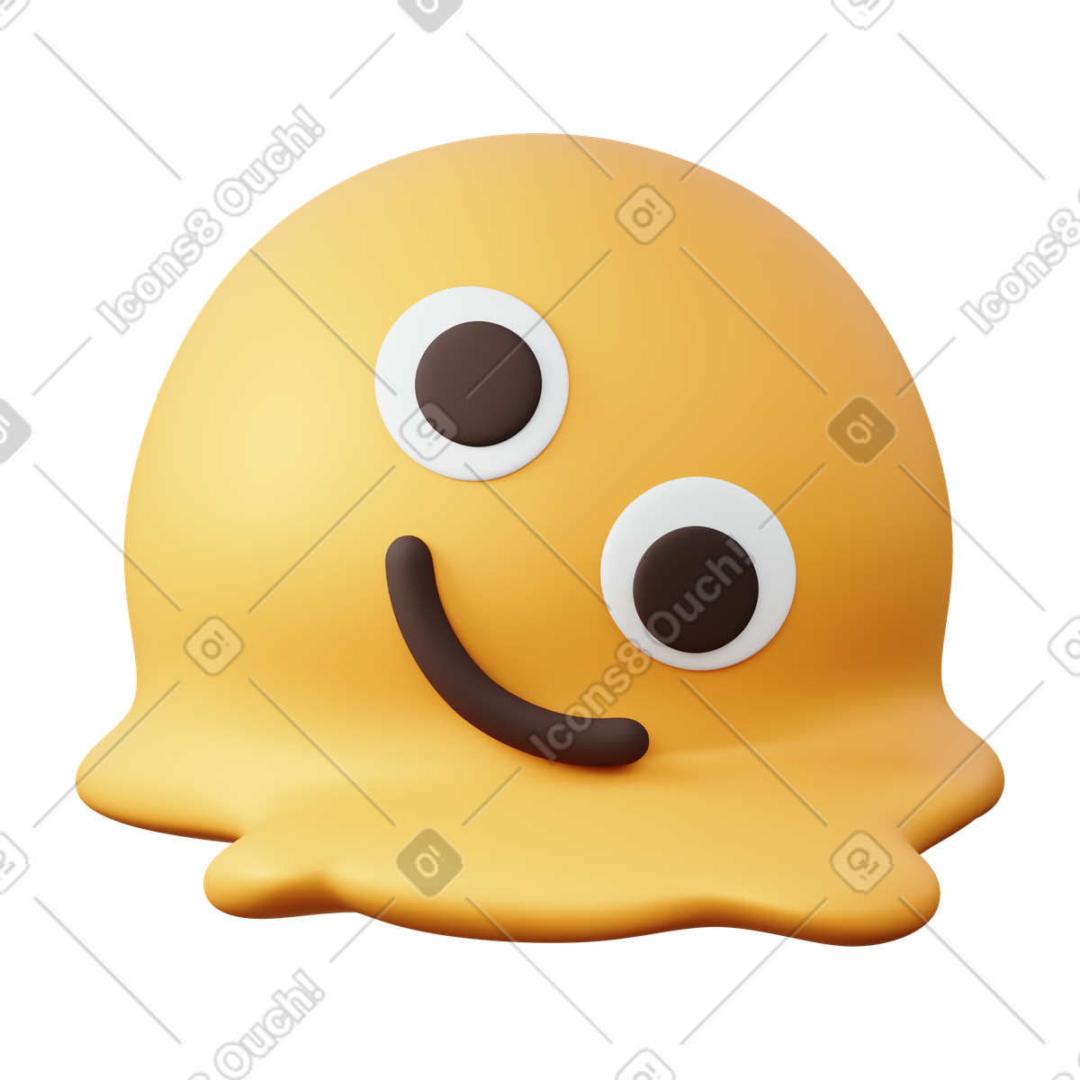 Ilustración Emoji de cara derretida en estilo 3D Sugary a descargar en PNG y SVG