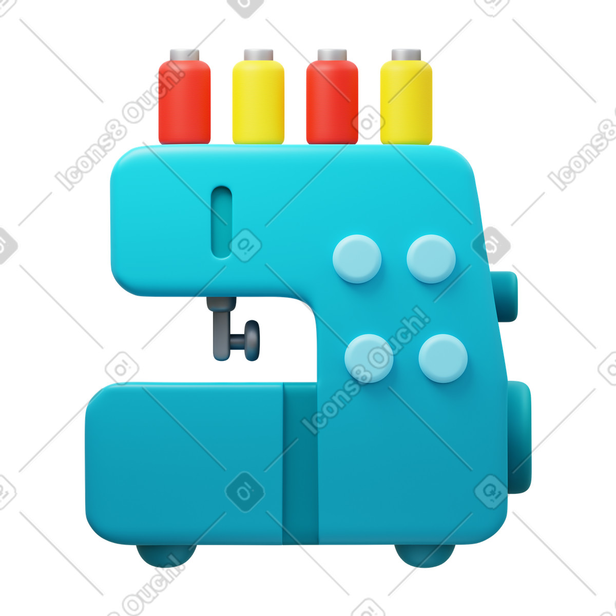 Overlock machine illustration in 3D Fluency style download in PNG, SVG