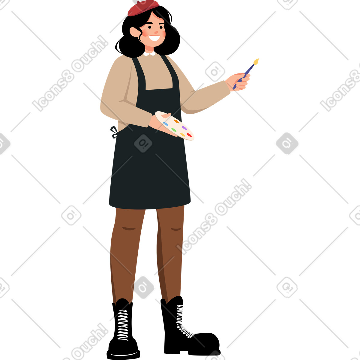 Illustration Fille artiste dans le style Lagom à télécharger aux formats PNG, SVG