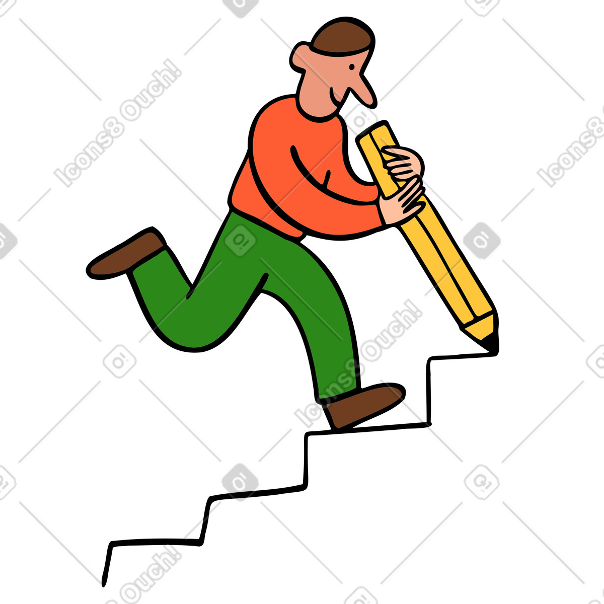 Person running up stairs illustration ambition clipart representing a journey to success