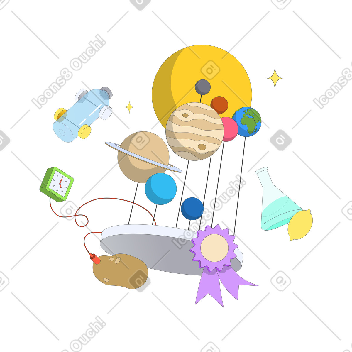 School project for science fair illustration in Kit style download in PNG, SVG