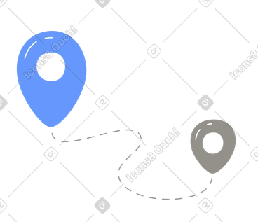 Dashed line connecting map pins, route planning and navigation PNG, SVG