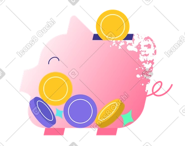 Piggy bank with coins, Growing savings, Money management and budgeting PNG, SVG