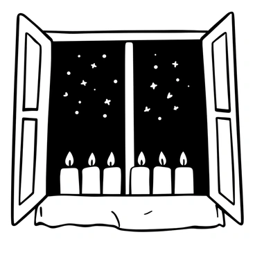 Candles flickering softly on a windowsill, casting a warm glow
