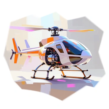 A close-up view of a high-performance remote-controlled helicopter showcasing its intricate mechanical details. The helicopter features a sleek body with a glossy finish, highlighting the aerodynamic design. Visible components include precision-engineered rotors, finely crafted gears, and an advanced electronic control system. The metallic textures of the motors and the reflective surfaces of the blades create a dynamic contrast. Wire connections are neatly arranged, emphasizing the complexity of the internal mechanisms. The background is softly blurred to draw attention to the helicopter's detailed craftsmanship.