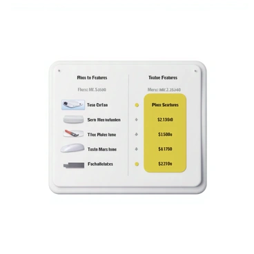 A side-by-side comparison chart featuring two products. On the left, the first product is represented with bullet points detailing its features, specifications, and price. It has an image of the product, which is a sleek, modern design in a neutral color palette. On the right, the second product is shown with similar bullet points highlighting its superior features, specifications, and price, presented in a vibrant color scheme. The comparison clearly illustrates the differences, with a highlighted section indicating the superior product, emphasizing its advantages. The overall layout is clean and organized, making it easy to read and understand the comparison.
