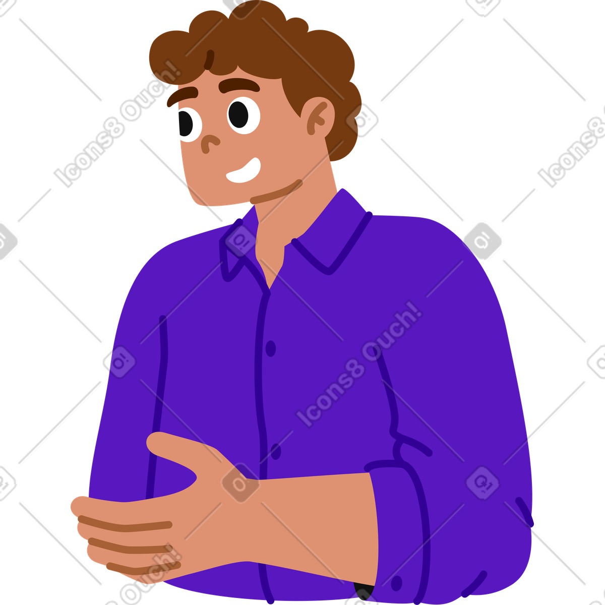 Giovane che parla e tiene in mano qualcosa illustrazione stile Active scarica PNG, SVG