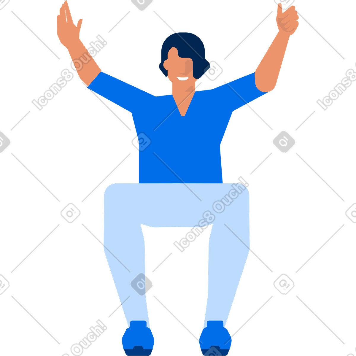 Urban 스타일의 Joyful guy is sitting with his hands up 일러스트레이션 PNG, SVG 다운로드