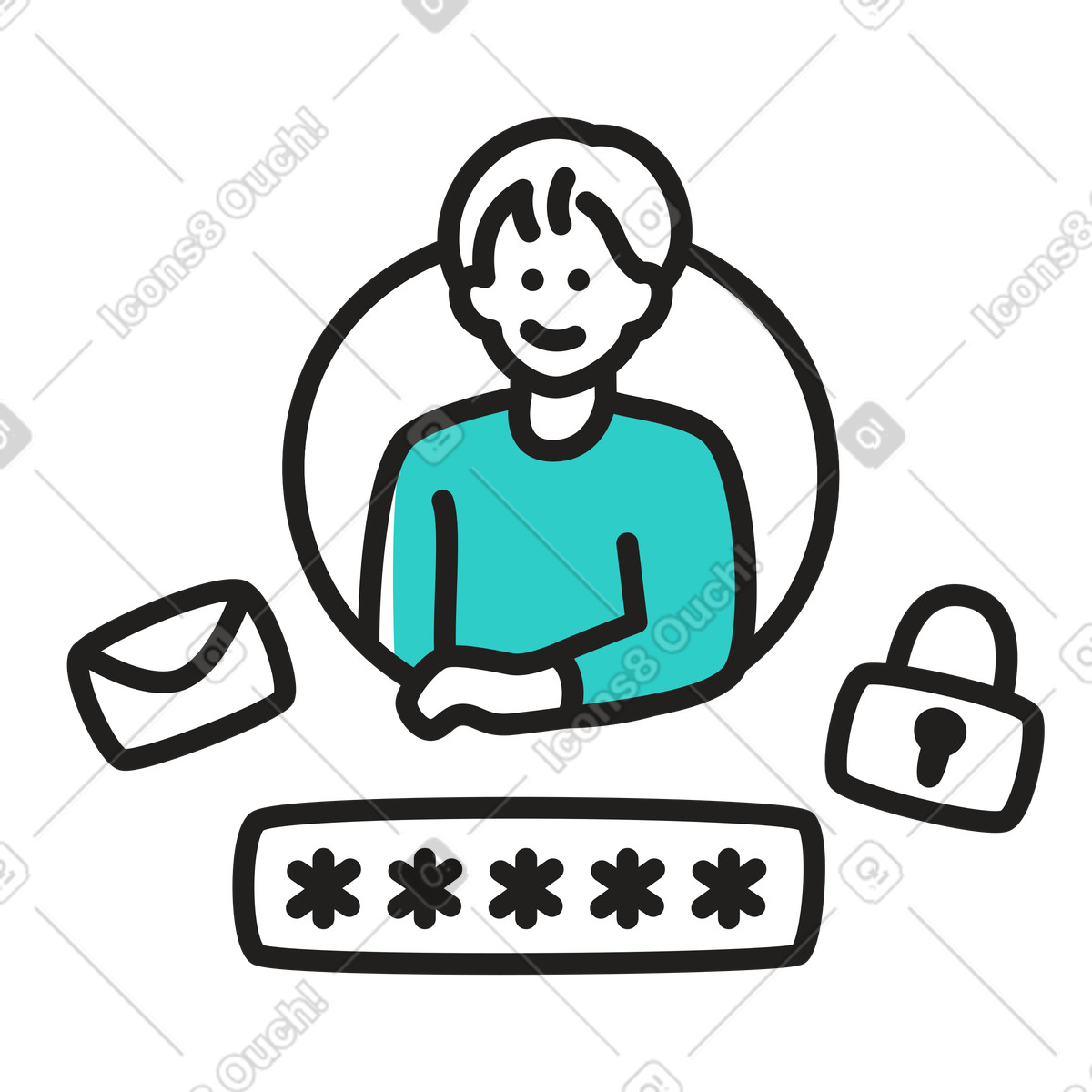 Ilustração de Entrando na conta pessoal em no estilo Little para baixar em PNG, SVG