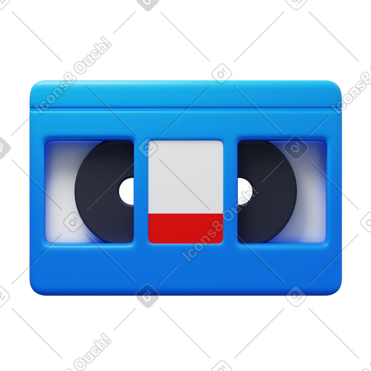 VHS tape illustration in 3D Fluency style download in PNG, SVG