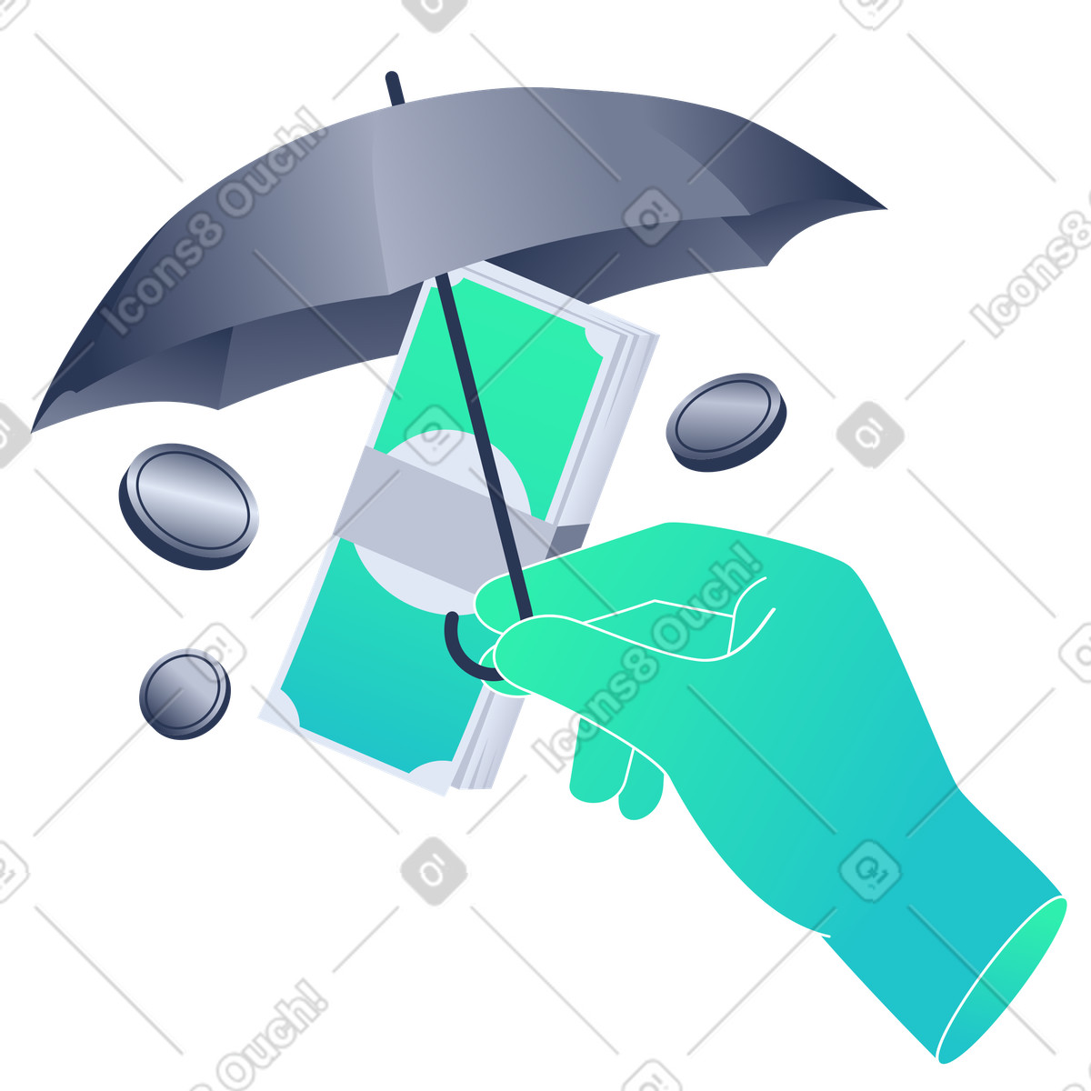 Financial insurance protecting finances illustration risk management clipart image in PNG SVG GIF