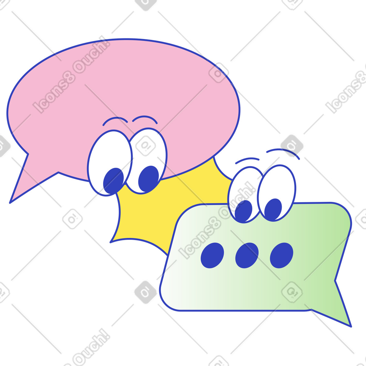 Team communication chat, Collaborative discussion, Conversation illustration in Eyeful style download in PNG, SVG