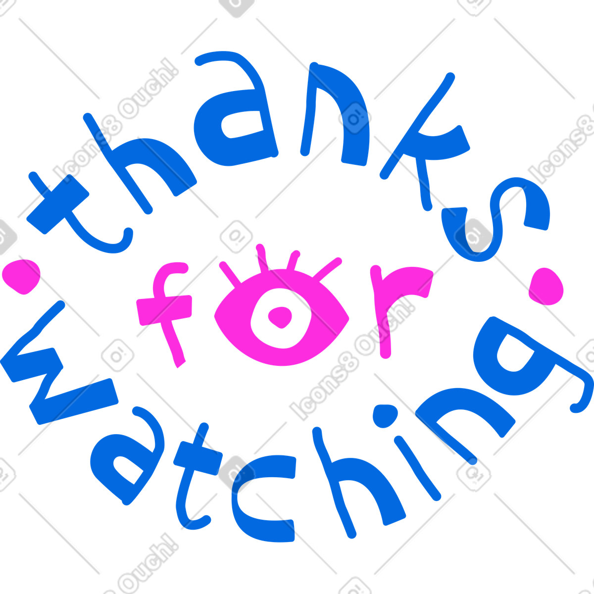 Lettering thanks for watching eye text illustration in style download in PNG, SVG