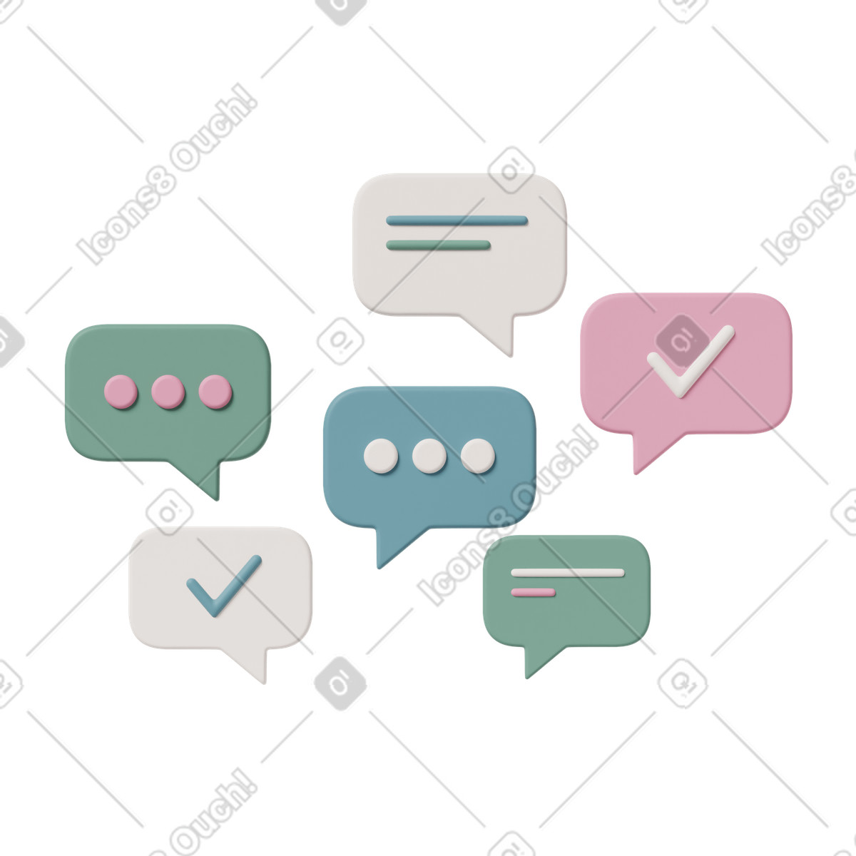 Speech bubbles animierte Illustration im 3D Casual life-Stil als Download in GIF, Lottie (JSON), AE