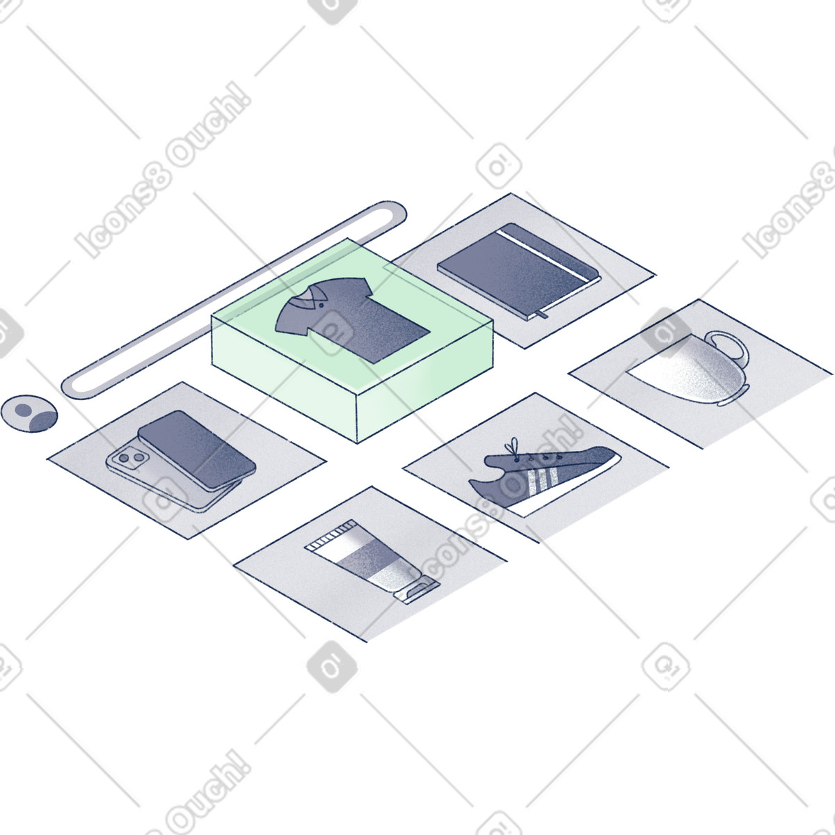 Online store interface illustration in Haze style download in PNG, SVG