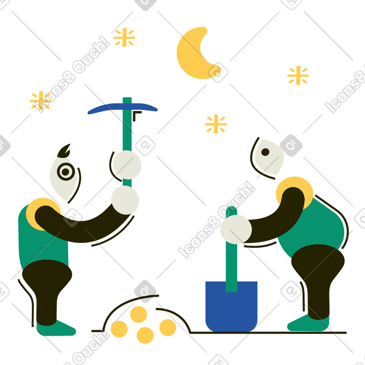 Treasure hunters illustration in Spot style download in PNG, SVG