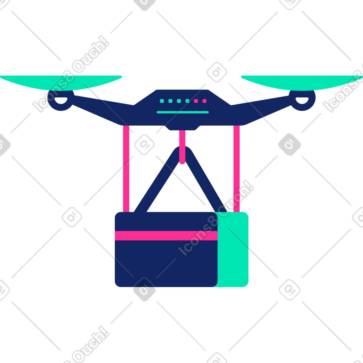 Drone with box delivery illustrazione in stile Cyborg scarica in PNG, SVG