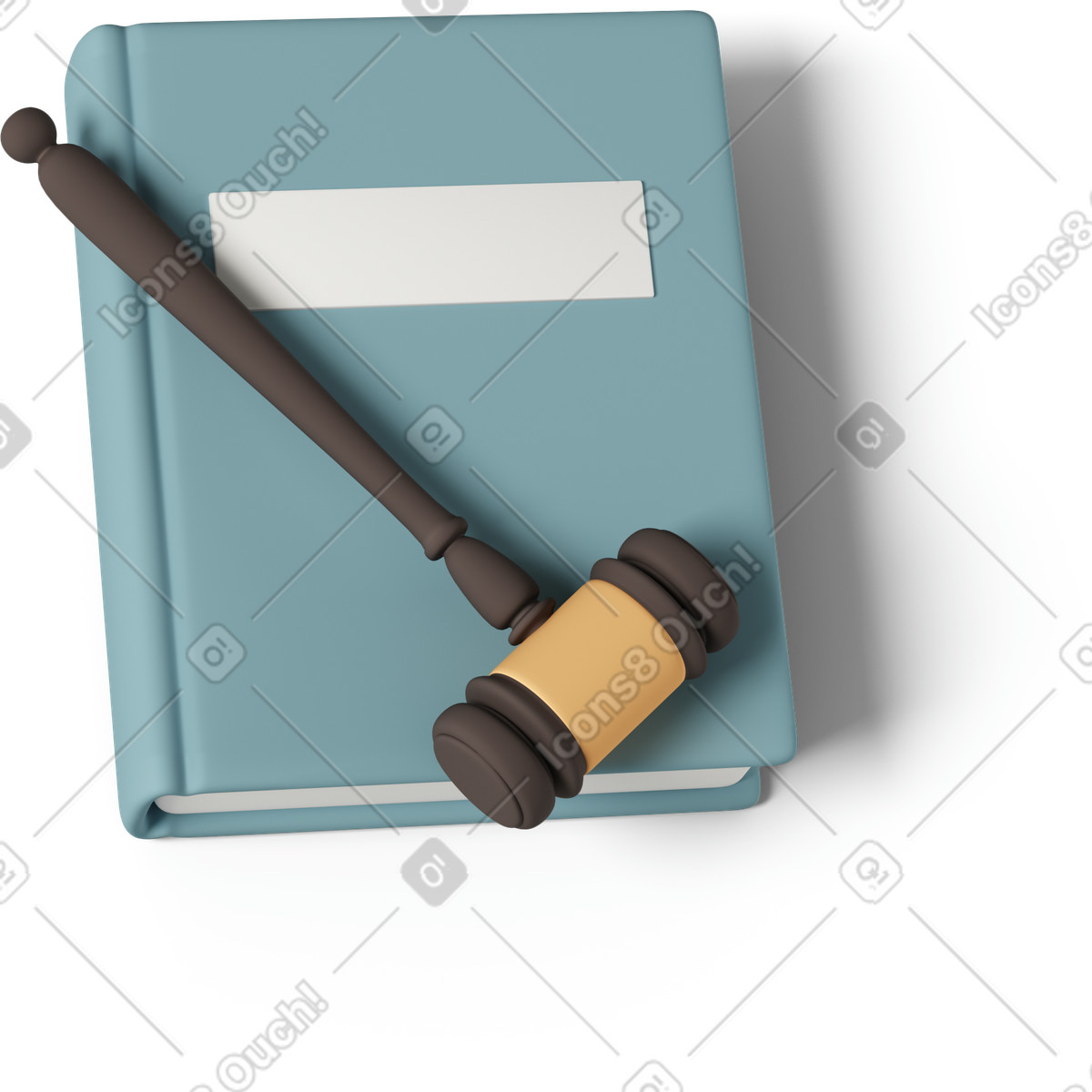 Judges gavel on law book illustration in 3D Casual life style download in PNG, SVG