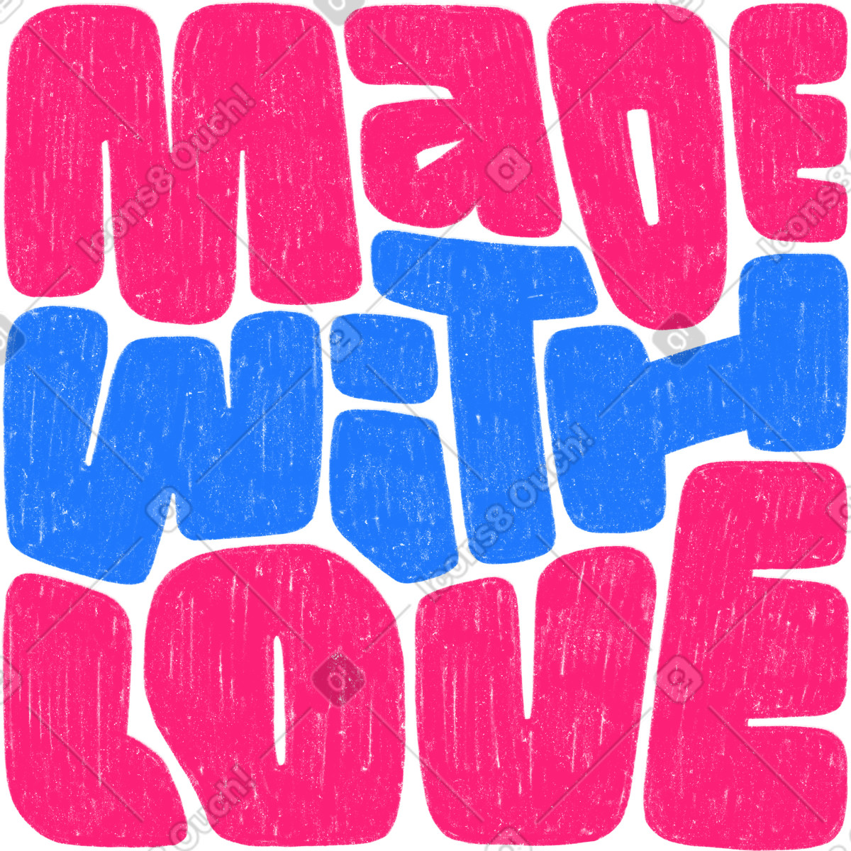 下载 Lettering 风格的 用爱纹理文本制作的手绘字母 插画，支持 PNG、SVG 格式