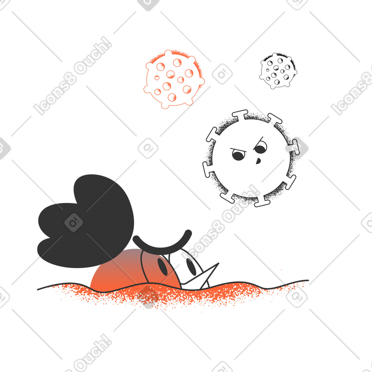 Il virus è ancora qui illustrazione in stile Crayon scarica in PNG, SVG