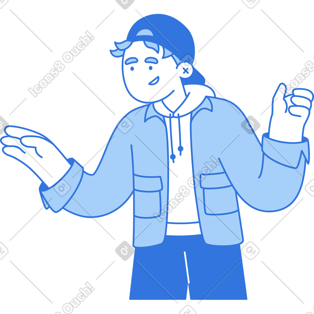 Mann hält etwas in händen-Illustration im Sky-Stil als Download PNG, SVG