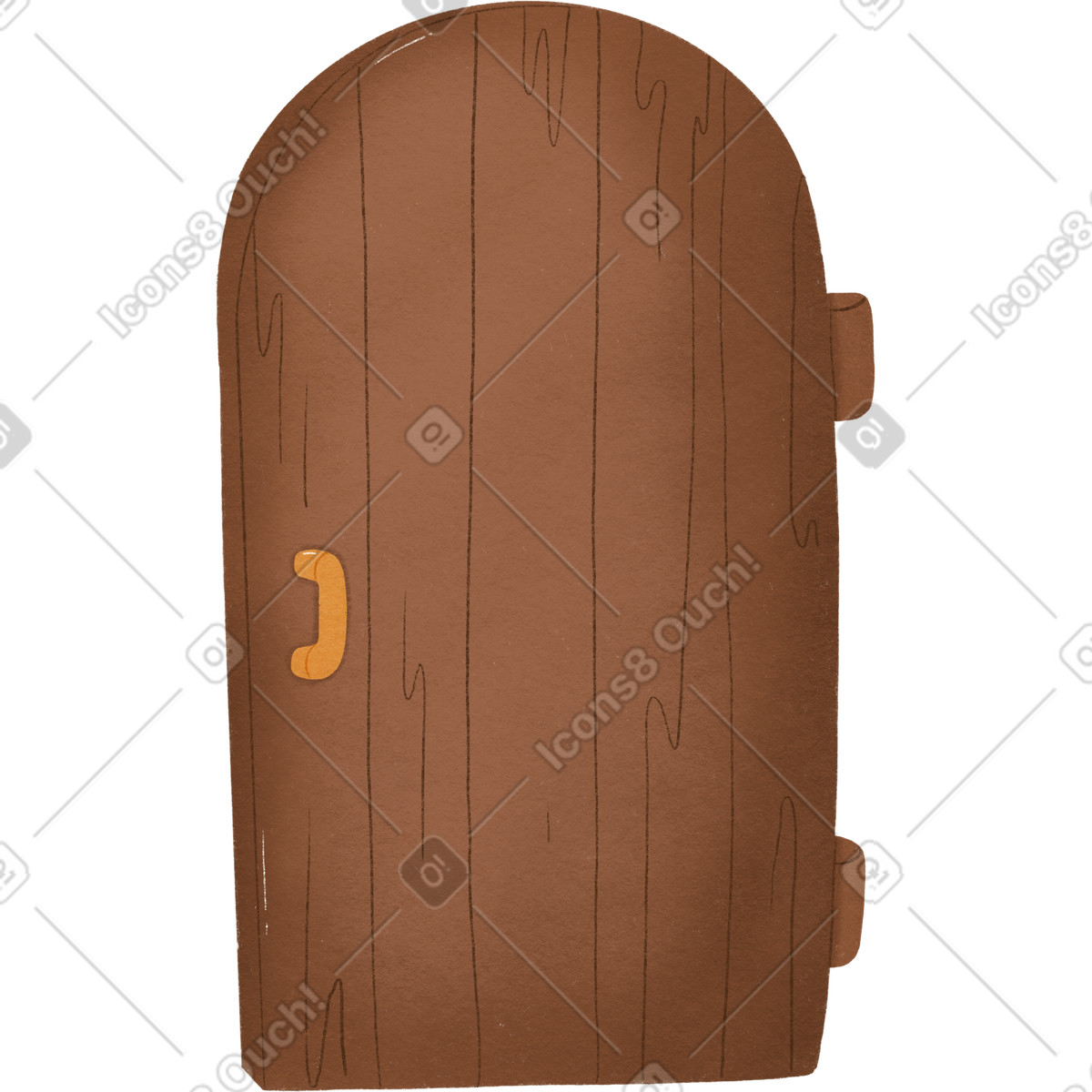 Ilustración Large brown wooden door with yellow handle en estilo Woolly a descargar en PNG y SVG