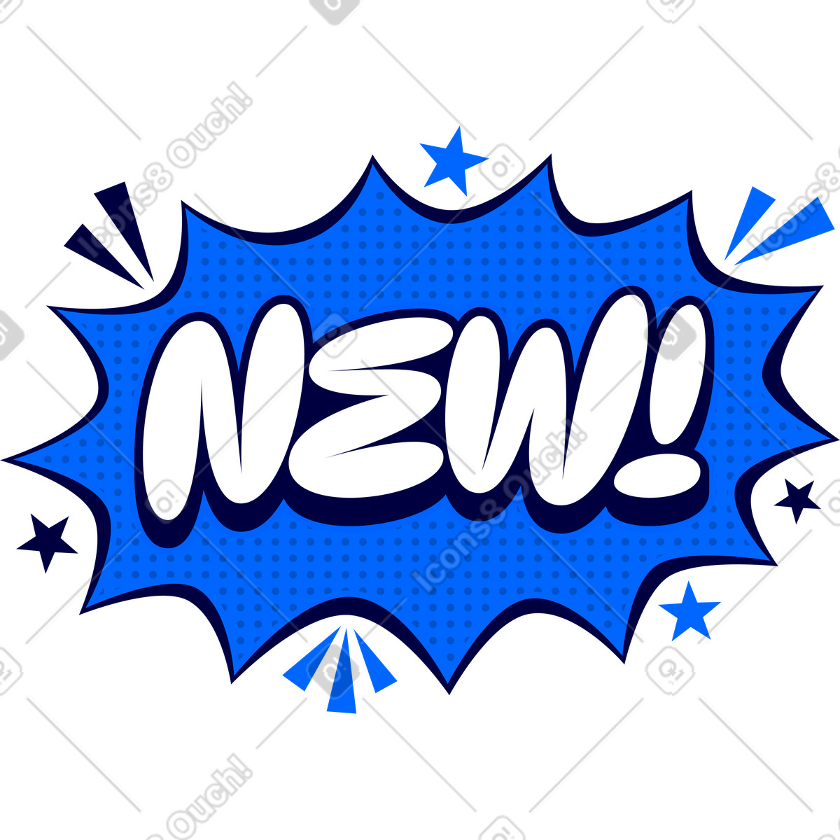 Schriftzug neu mit sternen im comic-stil-Illustration Lettering-Stil als Download in PNG, SVG