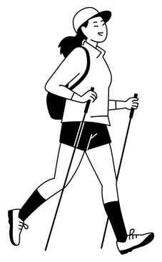 A person jogging with a backpack - Weekday style illustration