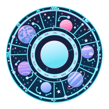 An ancient celestial calendar prominently featuring "Mercury" at the center, surrounded by intricate illustrations of "other planets" including "Venus," "Mars," "Jupiter," and "Saturn." Each planet is depicted with distinct colors and patterns, showcasing their unique attributes. The calendar is adorned with ornate borders and cosmic motifs, including "stars" and "constellations," all intertwined with delicate vines and geometric designs. The overall layout has a circular format, emphasizing the movement of celestial bodies across the ages.
