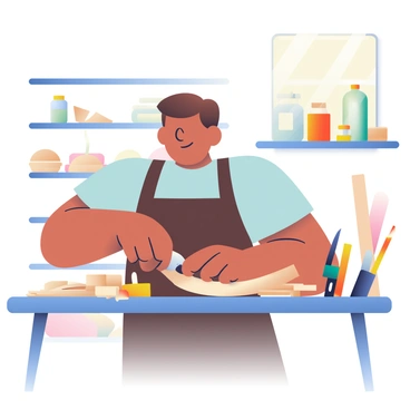 A skilled artisan crafting a bow in a quaint workshop