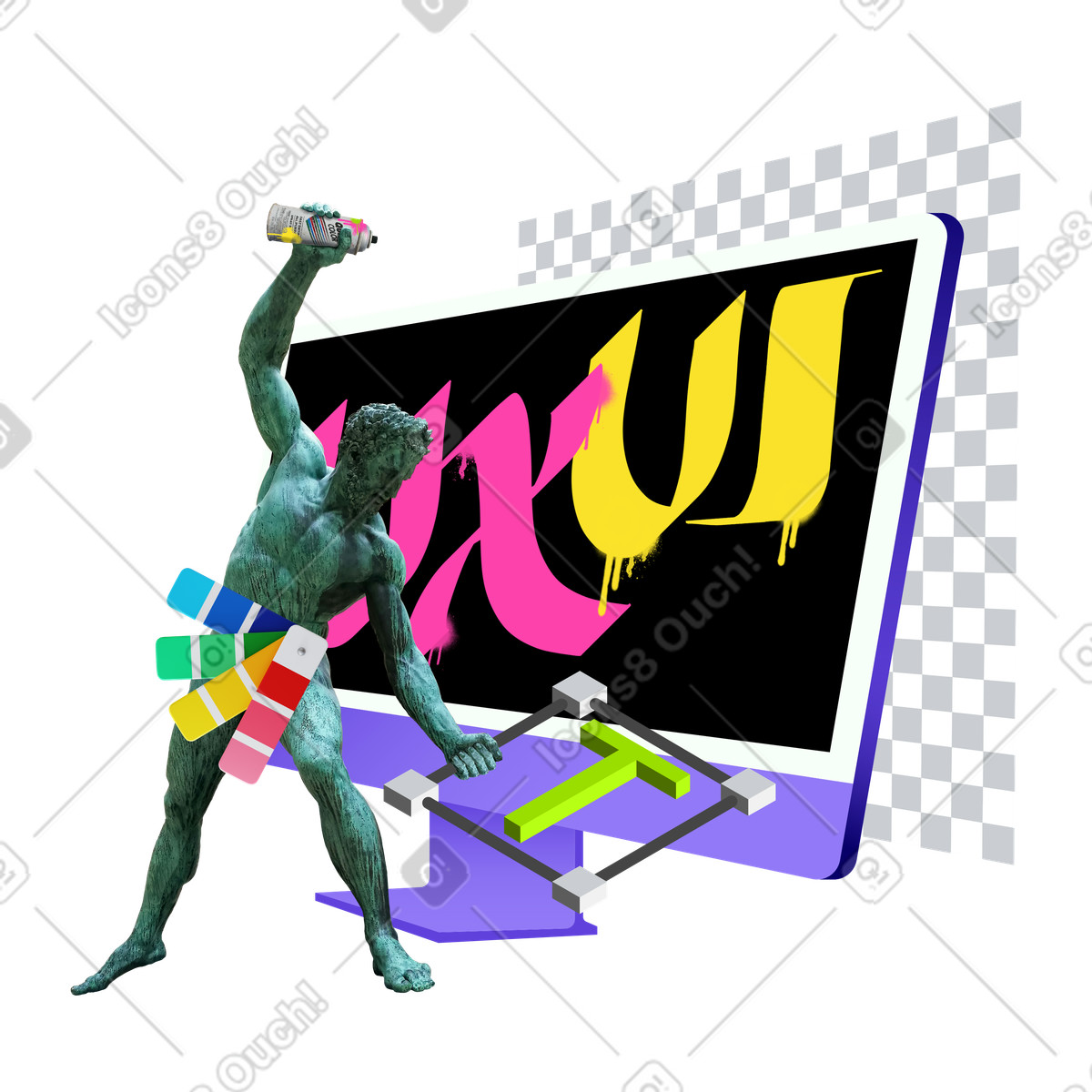 Digital design process in web development  illustration in PNG, SVG